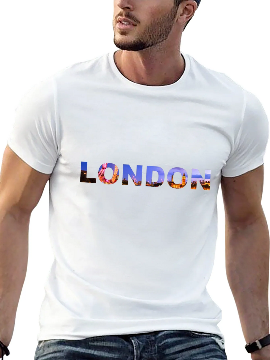 London Skyline Graphic Tee - Black Cotton T-Shirt product image 12