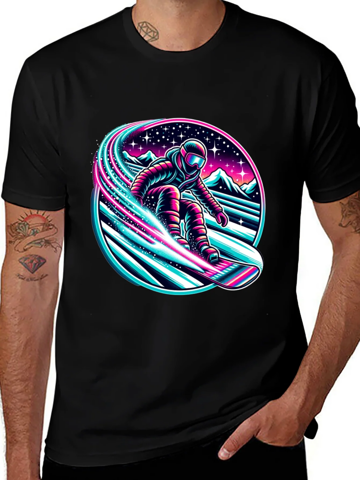 Neon Snowboarder Graphic T-Shirt product image 1