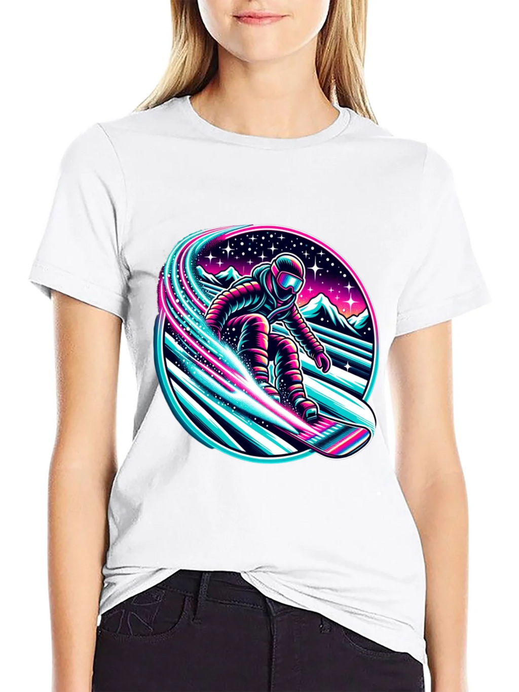 Neon Snowboarder Graphic T-Shirt product image 8