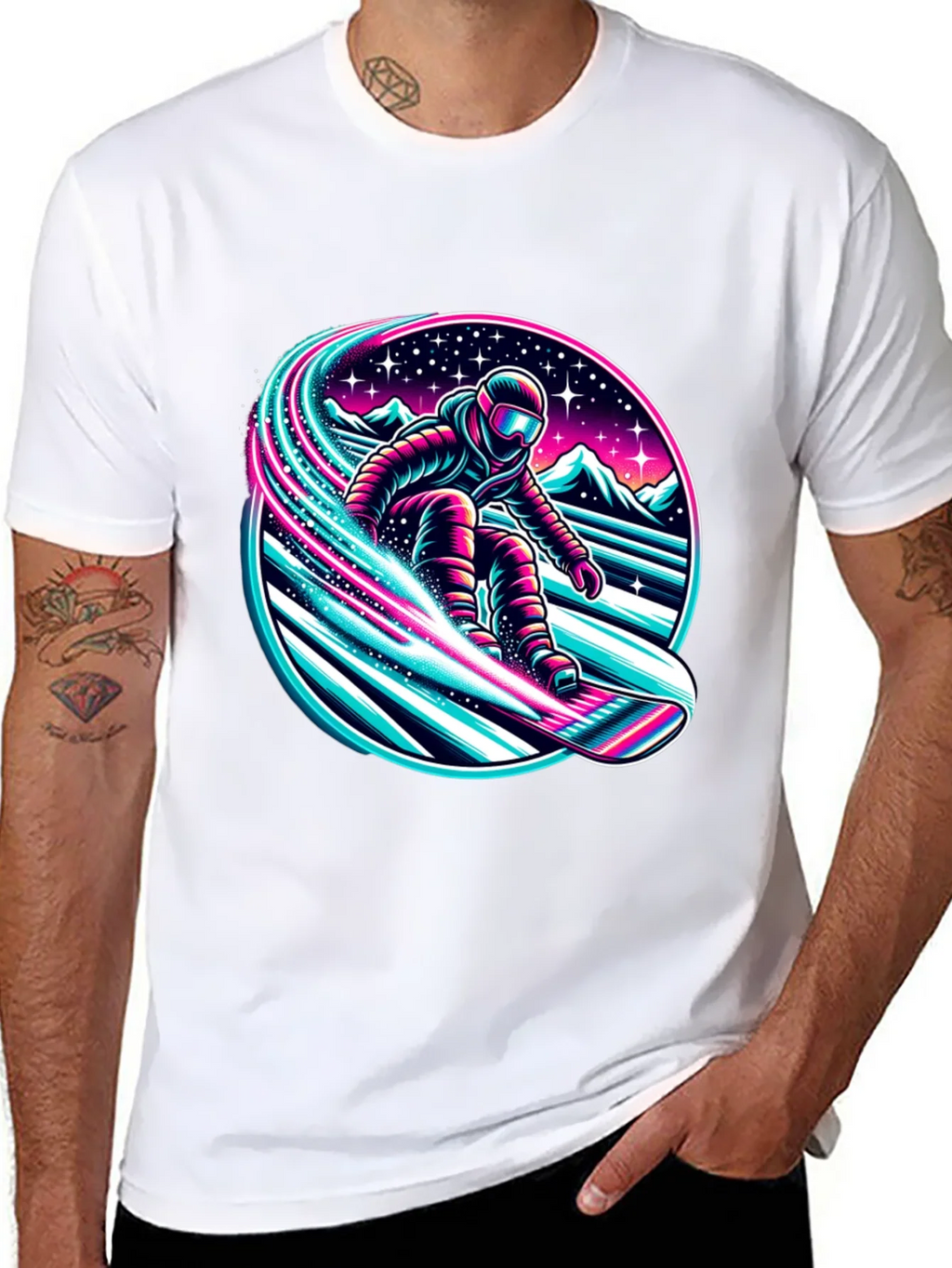Neon Snowboarder Graphic T-Shirt product image 7