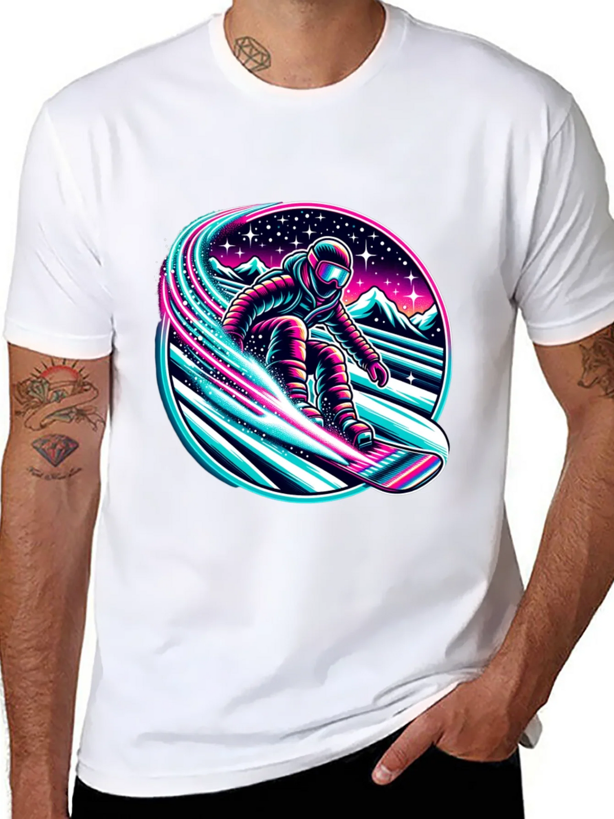 Neon Snowboarder Graphic T-Shirt product image 7
