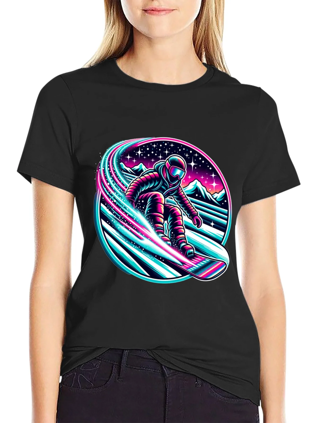 Neon Snowboarder Graphic T-Shirt product image 2
