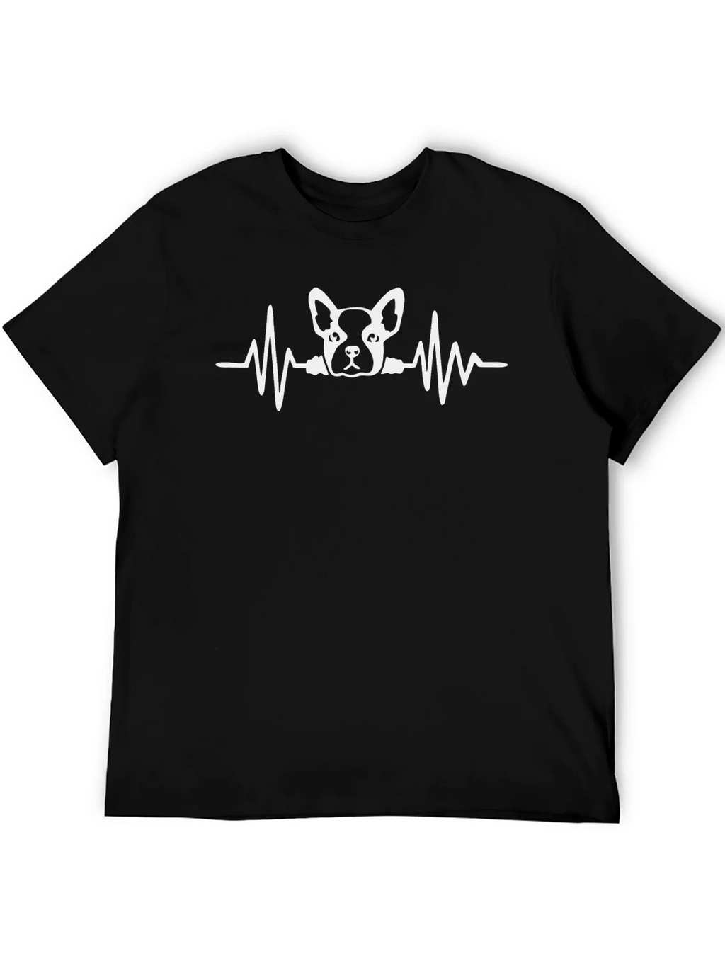 Dog Heartbeat Graphic Tee - Black Cotton Casual T-Shirt product image 2