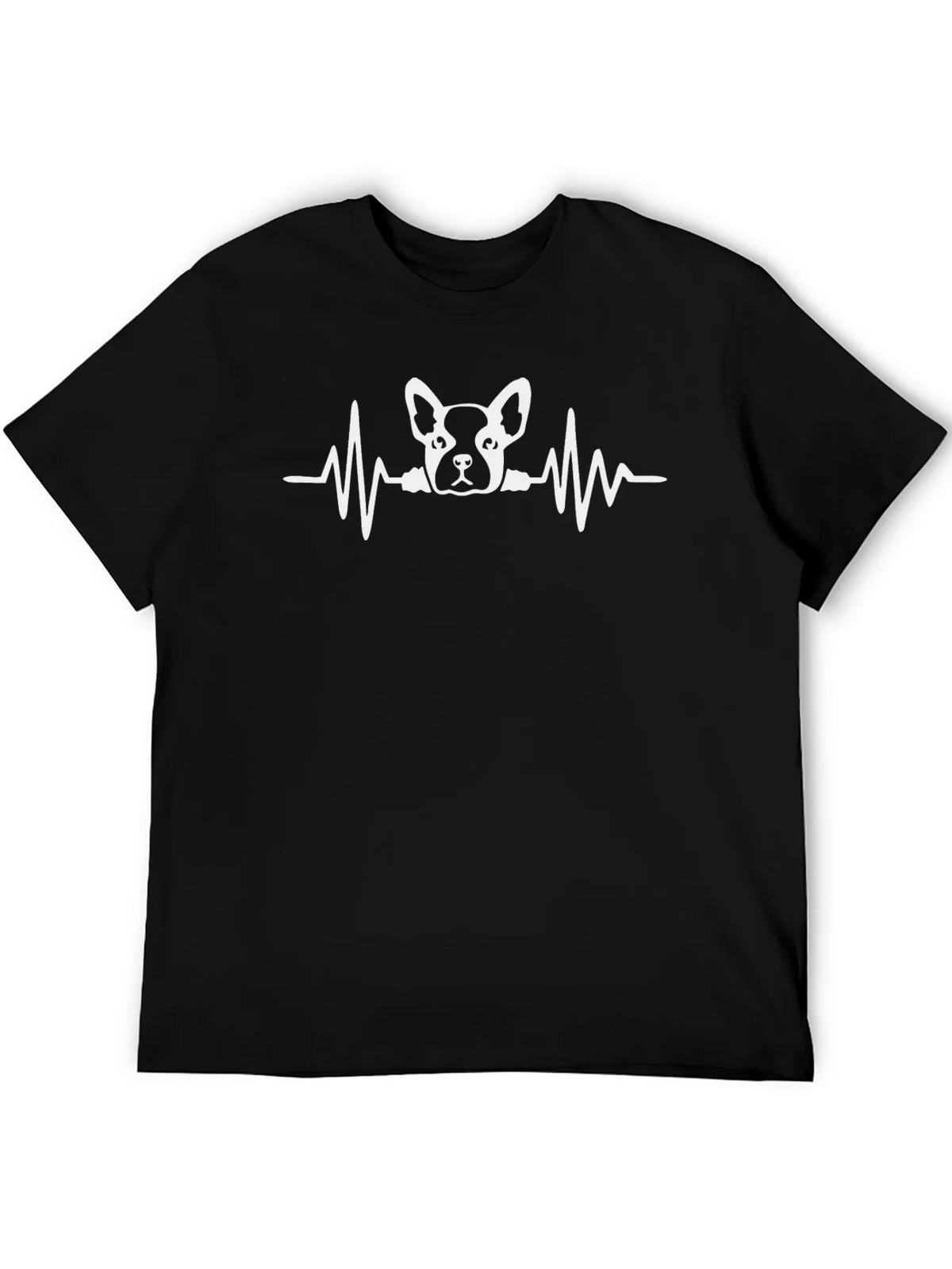 Dog Heartbeat Graphic Tee - Black Cotton Casual T-Shirt product image 2