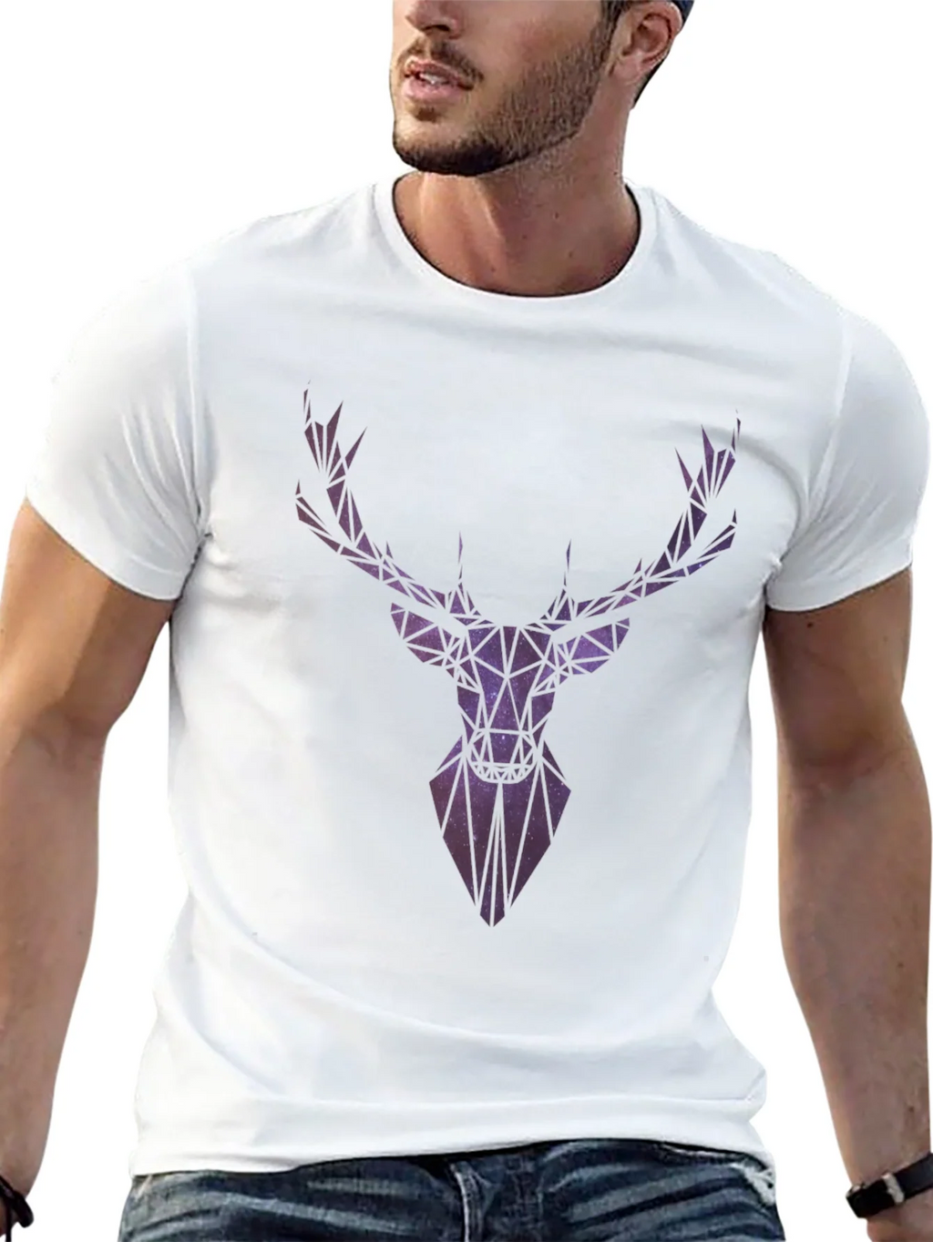 Geometric Galaxy Deer Head Graphic T-Shirt product image 5