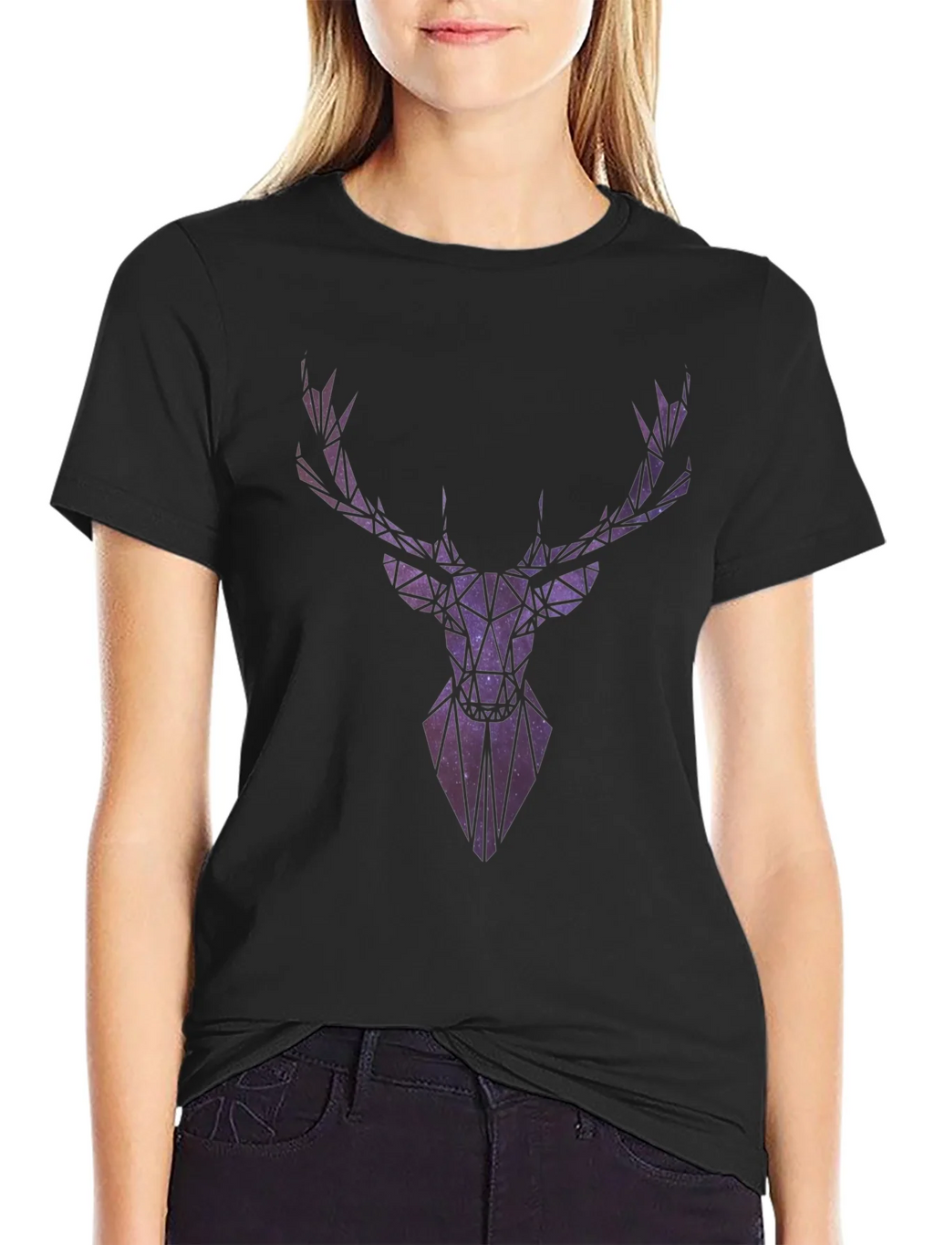 Geometric Galaxy Deer Head Graphic T-Shirt product image 1