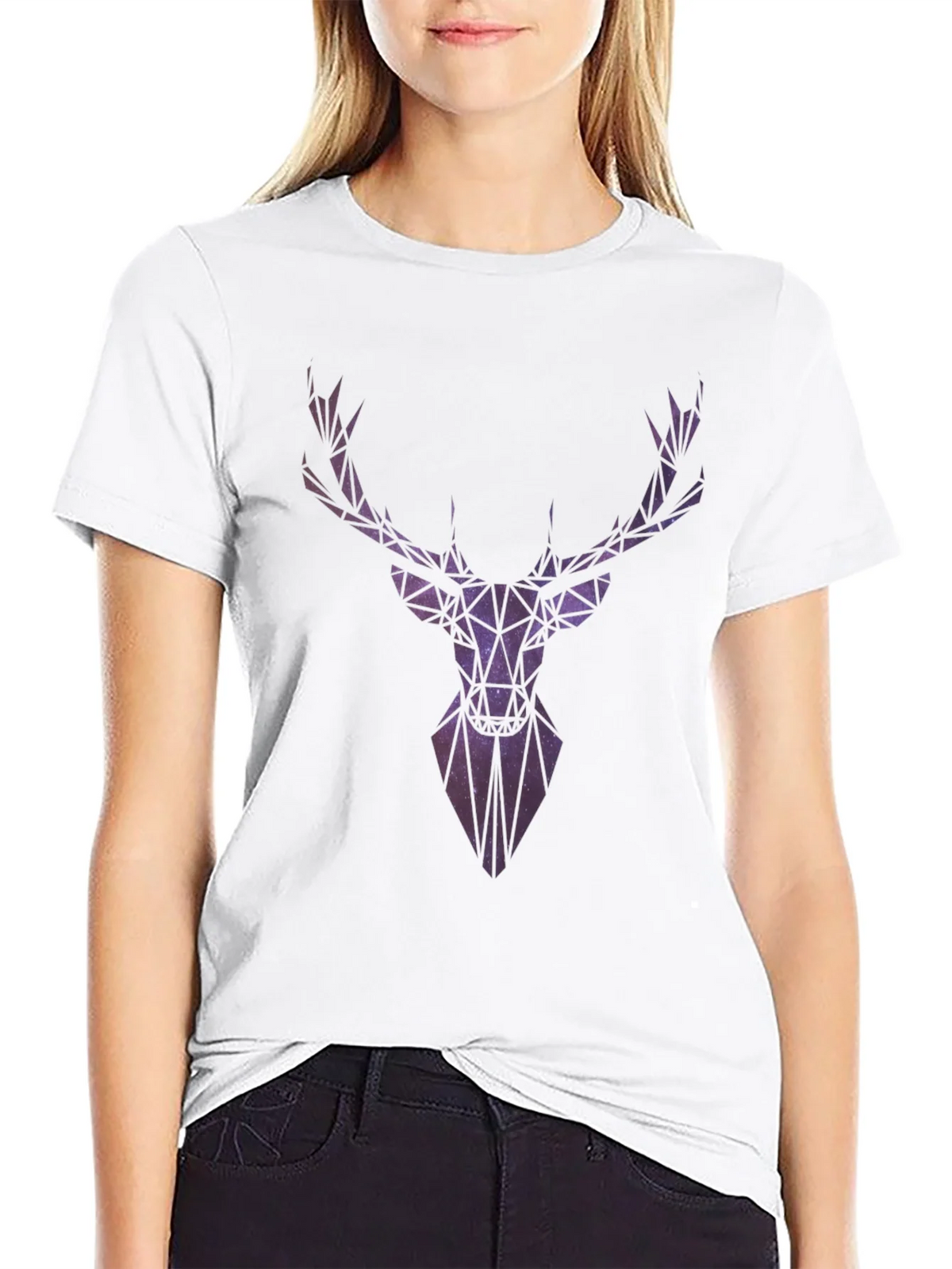 Geometric Galaxy Deer Head Graphic T-Shirt product image 4