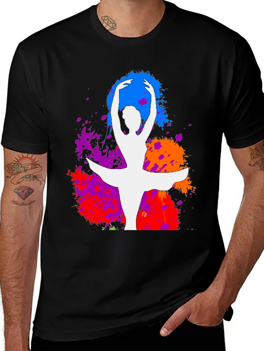Ballet Dancer Splatter Graphic Tee - Stylish Artistic Design product image 1
