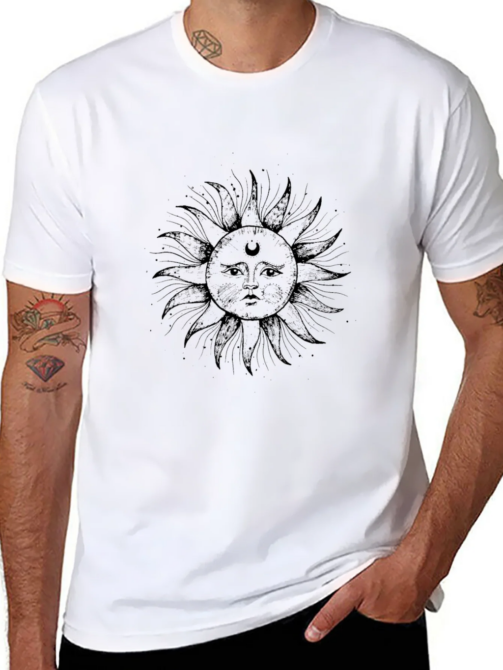 Celestial Sun Graphic T-Shirt - Stylish Black Tee product image 7