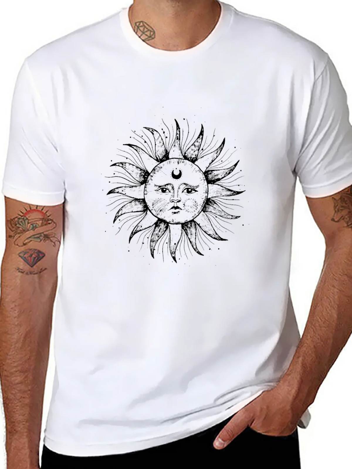 Celestial Sun Graphic T-Shirt - Stylish Black Tee product image 7