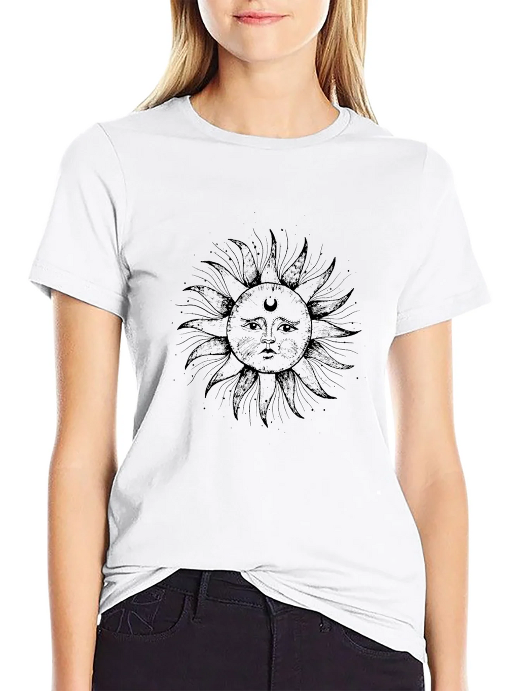 Celestial Sun Graphic T-Shirt - Stylish Black Tee product image 8