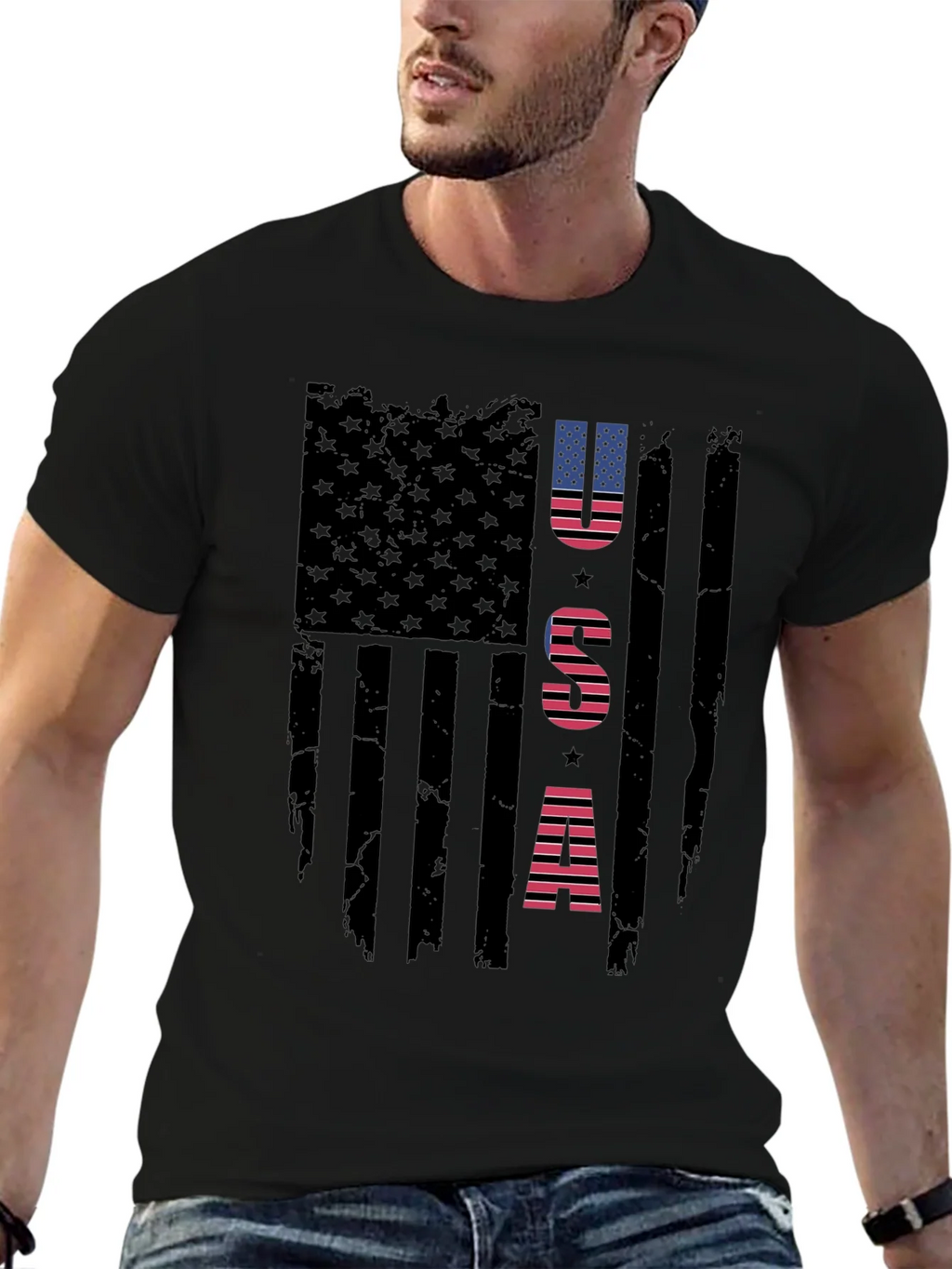 USA Flag Graphic Print Crew Neck T-Shirt product image 3