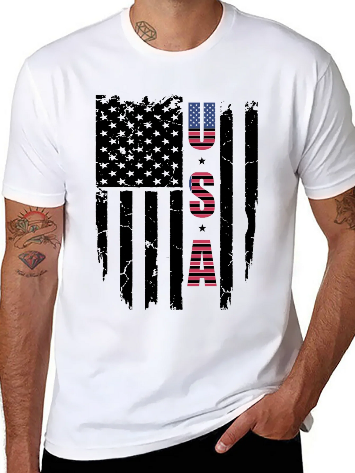 USA Flag Graphic Print Crew Neck T-Shirt product image 4