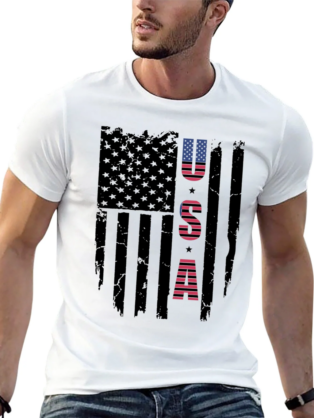 USA Flag Graphic Print Crew Neck T-Shirt product image 8
