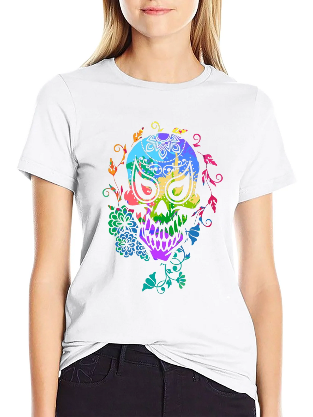 Colorful Sugar Skull T-Shirt product image 8