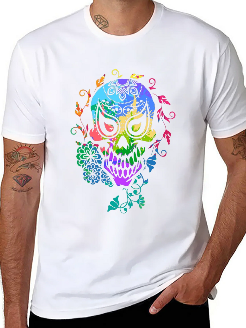 Colorful Sugar Skull T-Shirt product image 7