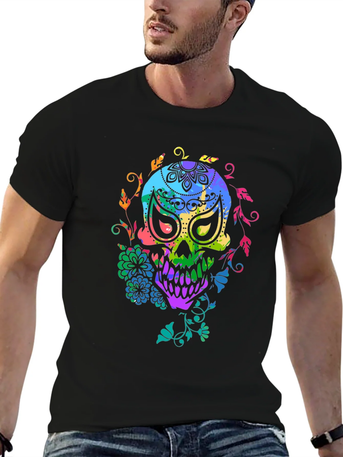 Colorful Sugar Skull T-Shirt product image 6