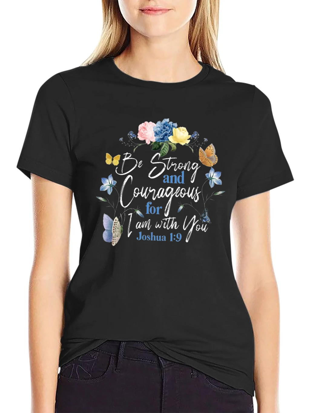 Be Strong & Courageous Floral T-Shirt product image 2