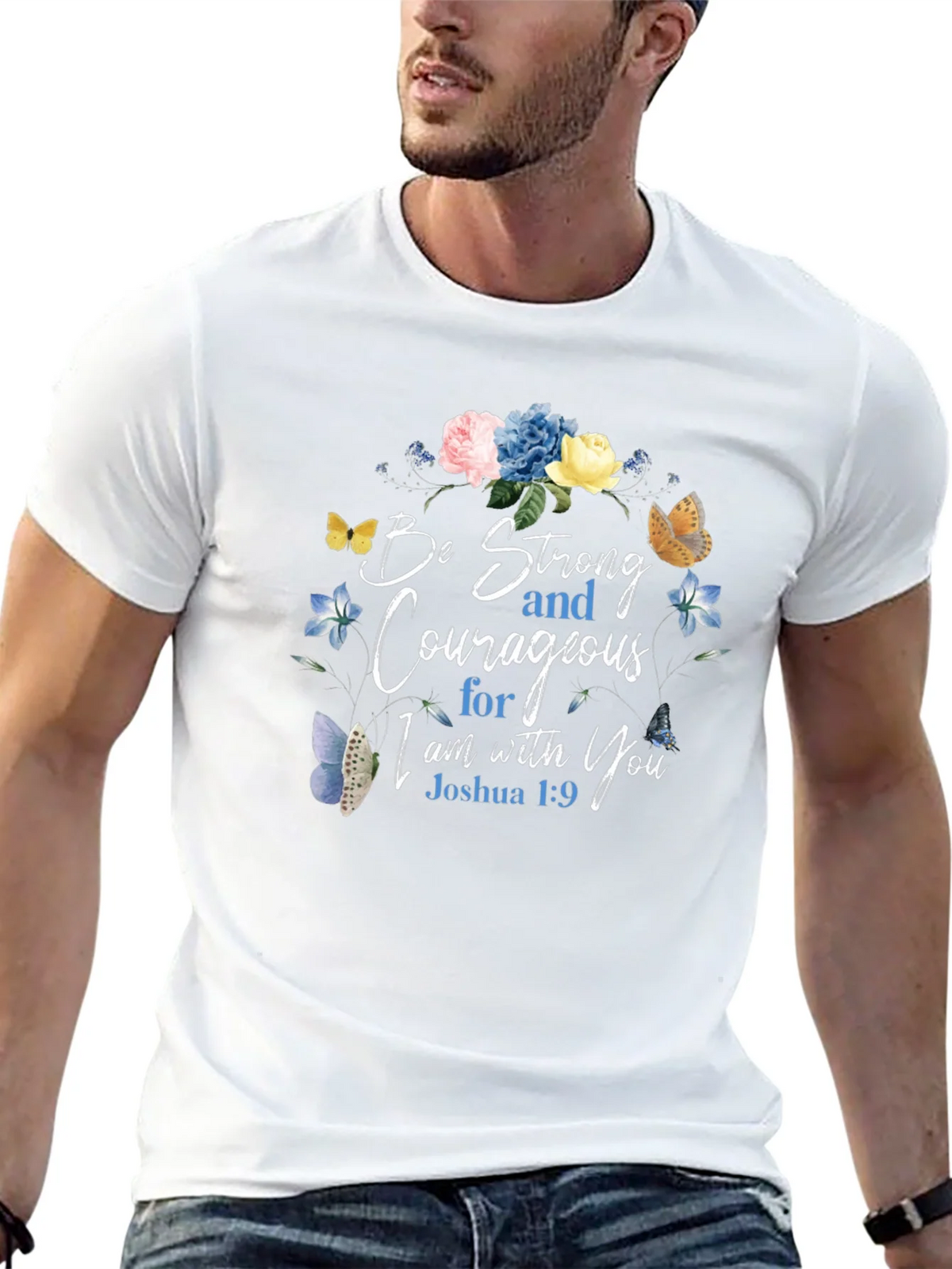Be Strong & Courageous Floral T-Shirt product image 12