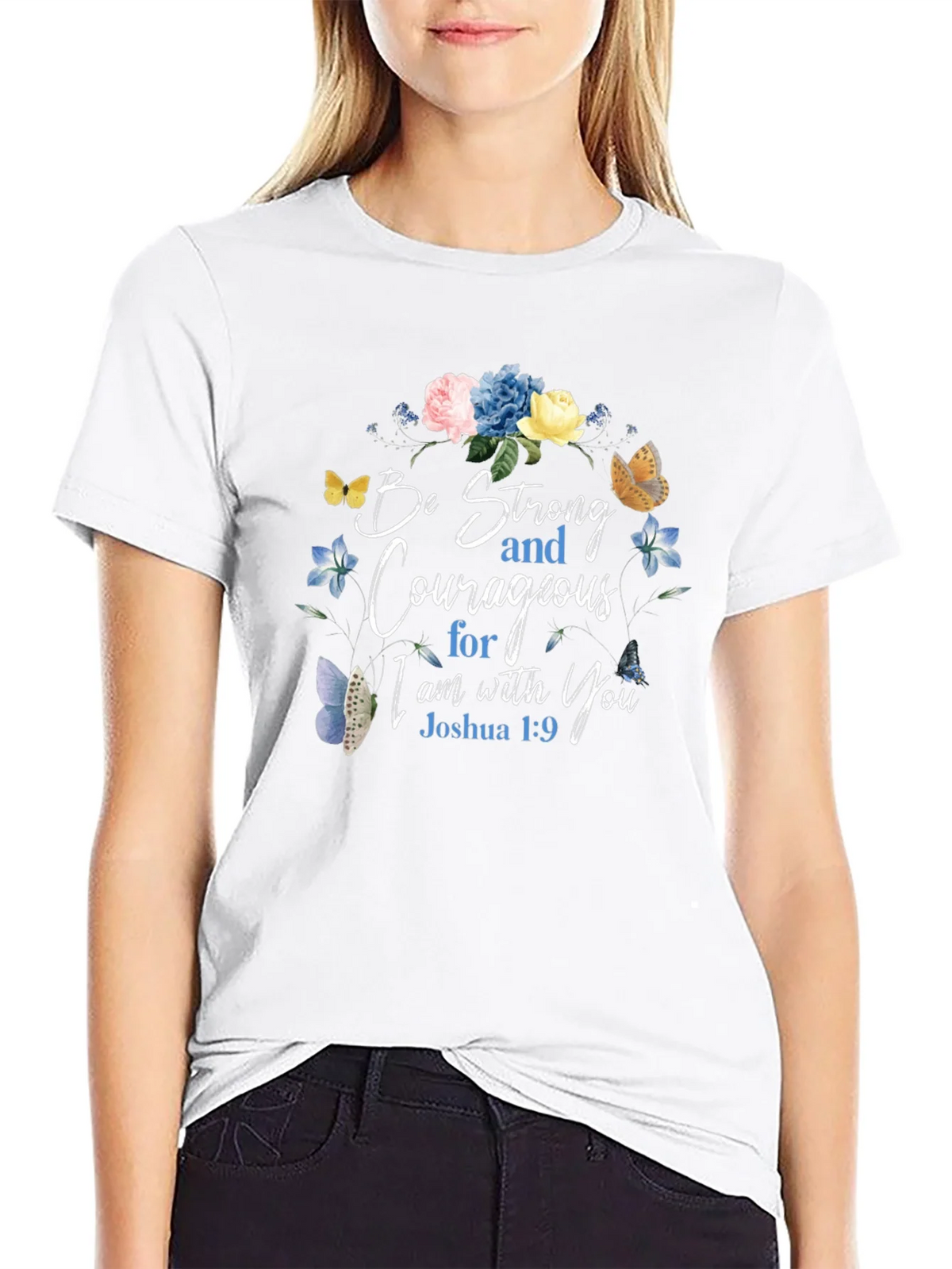 Be Strong & Courageous Floral T-Shirt product image 8