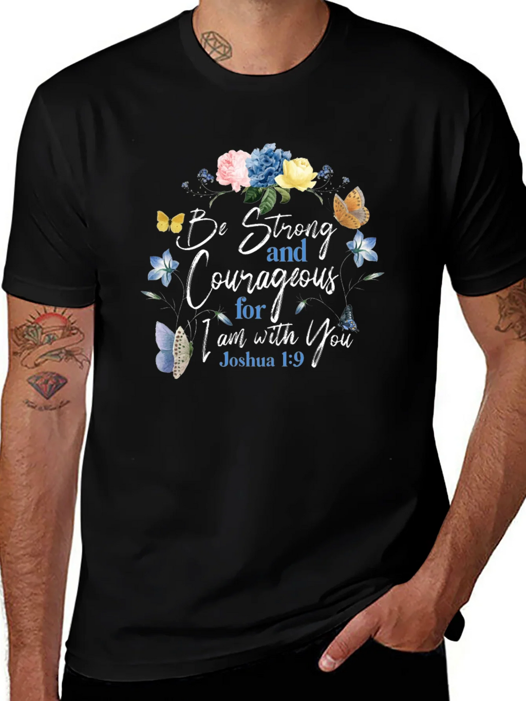 Be Strong & Courageous Floral T-Shirt product image 1