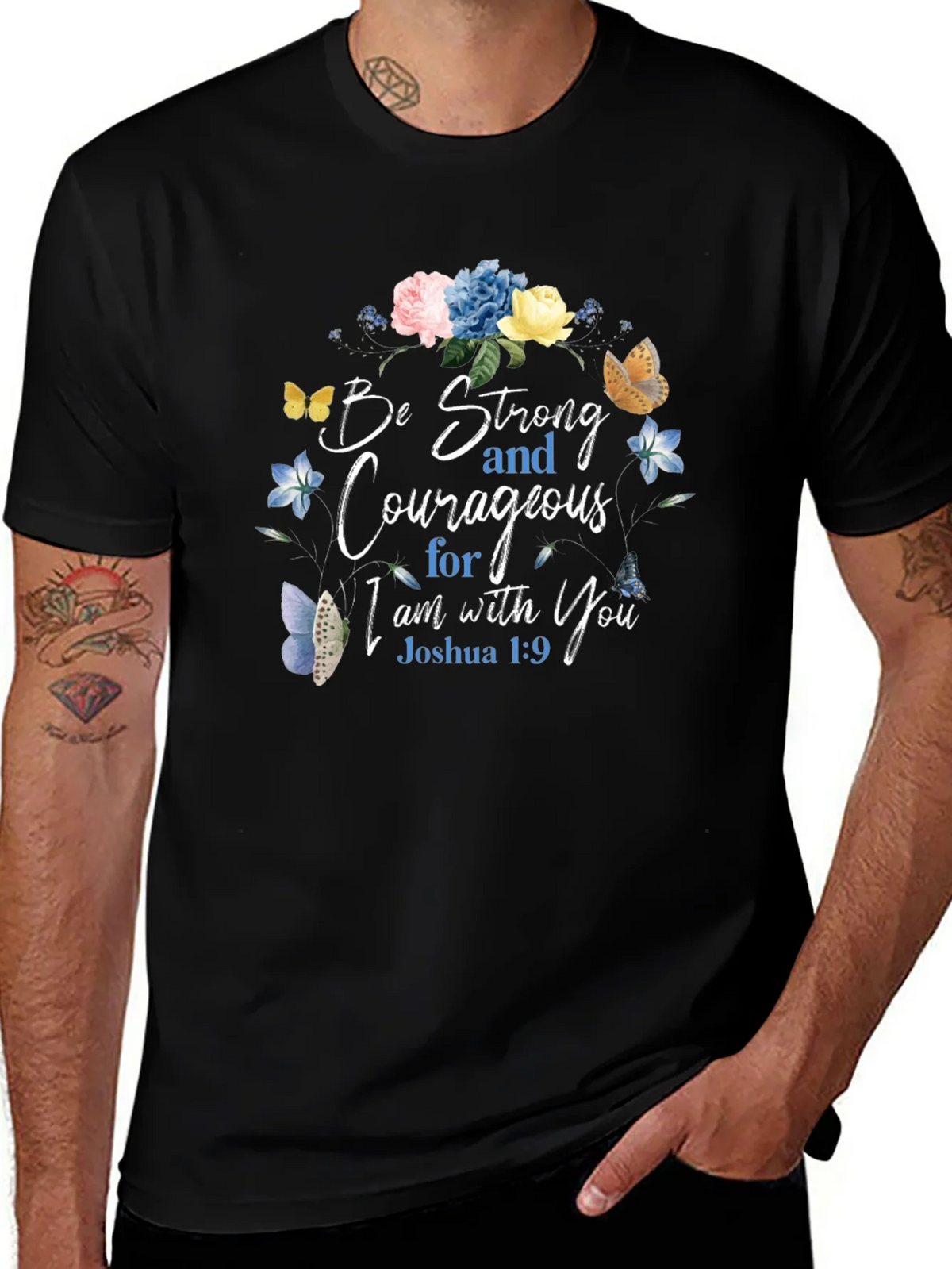 Be Strong & Courageous Floral T-Shirt product image 1
