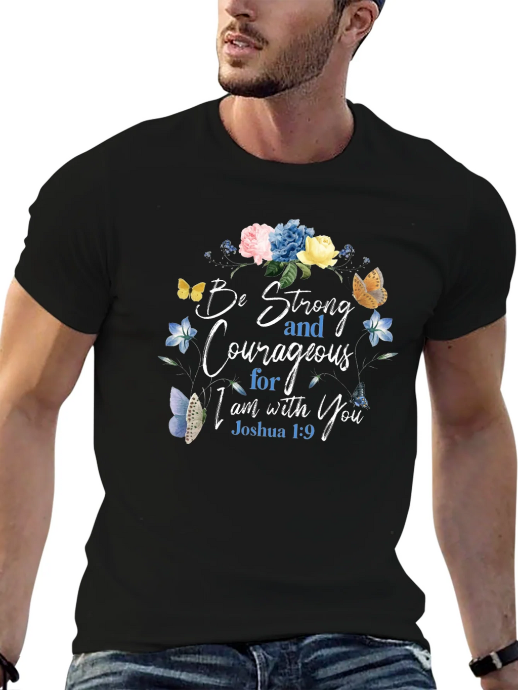 Be Strong & Courageous Floral T-Shirt product image 6