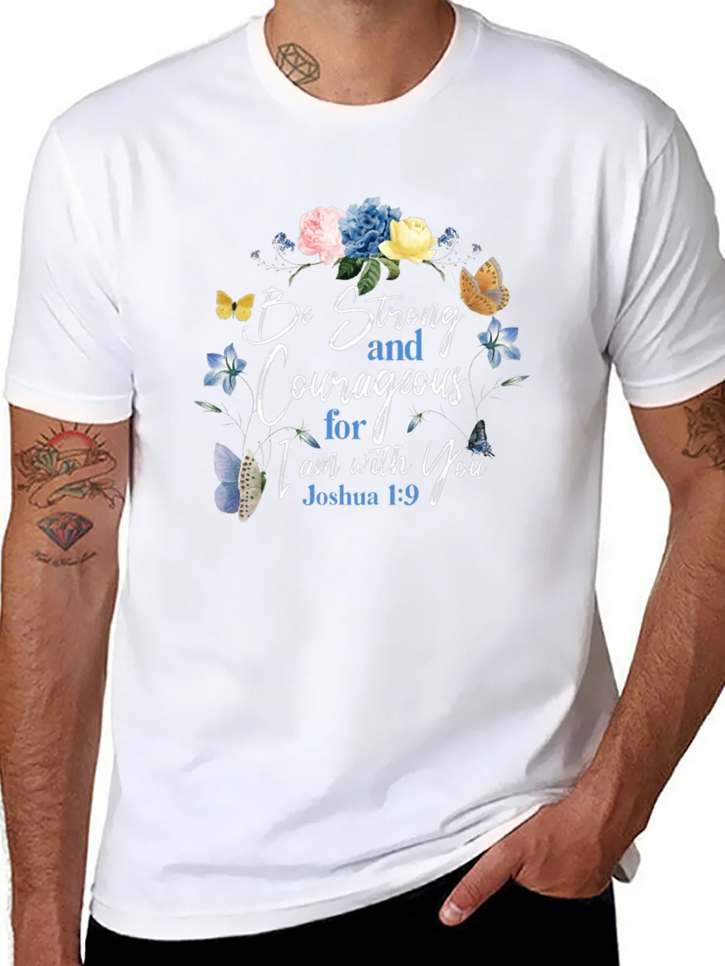 Be Strong & Courageous Floral T-Shirt product image 7