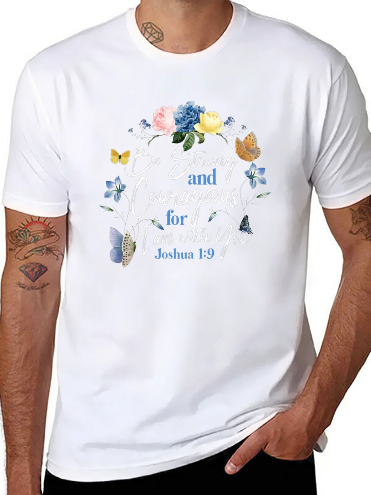 Be Strong & Courageous Floral T-Shirt product image 7