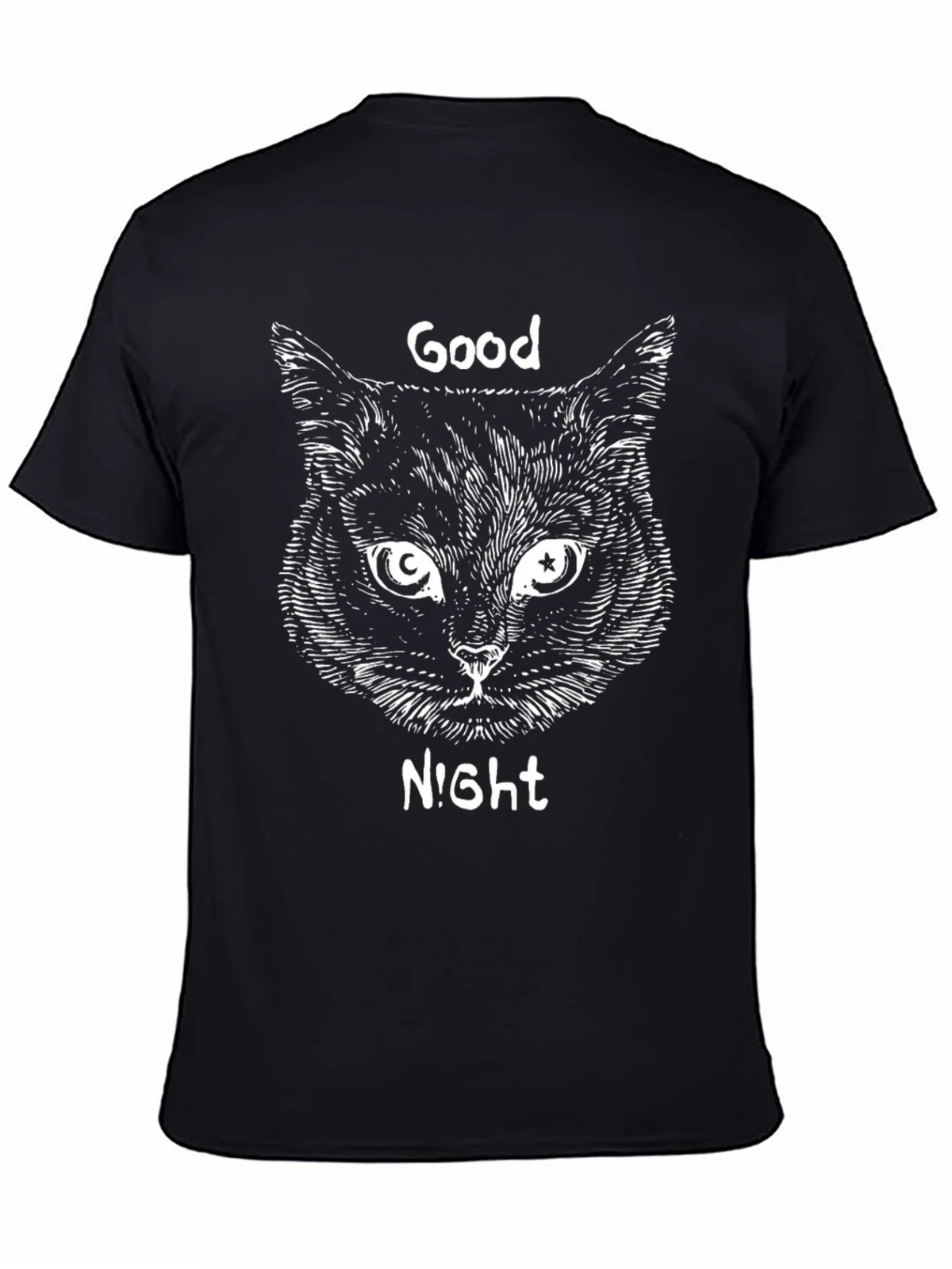 Good Night Cat Graphic T-Shirt - Black Tee product image 3