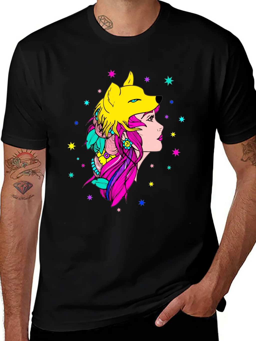 Wolf Girl Graphic Tee - Unique Colorful Design product image 1