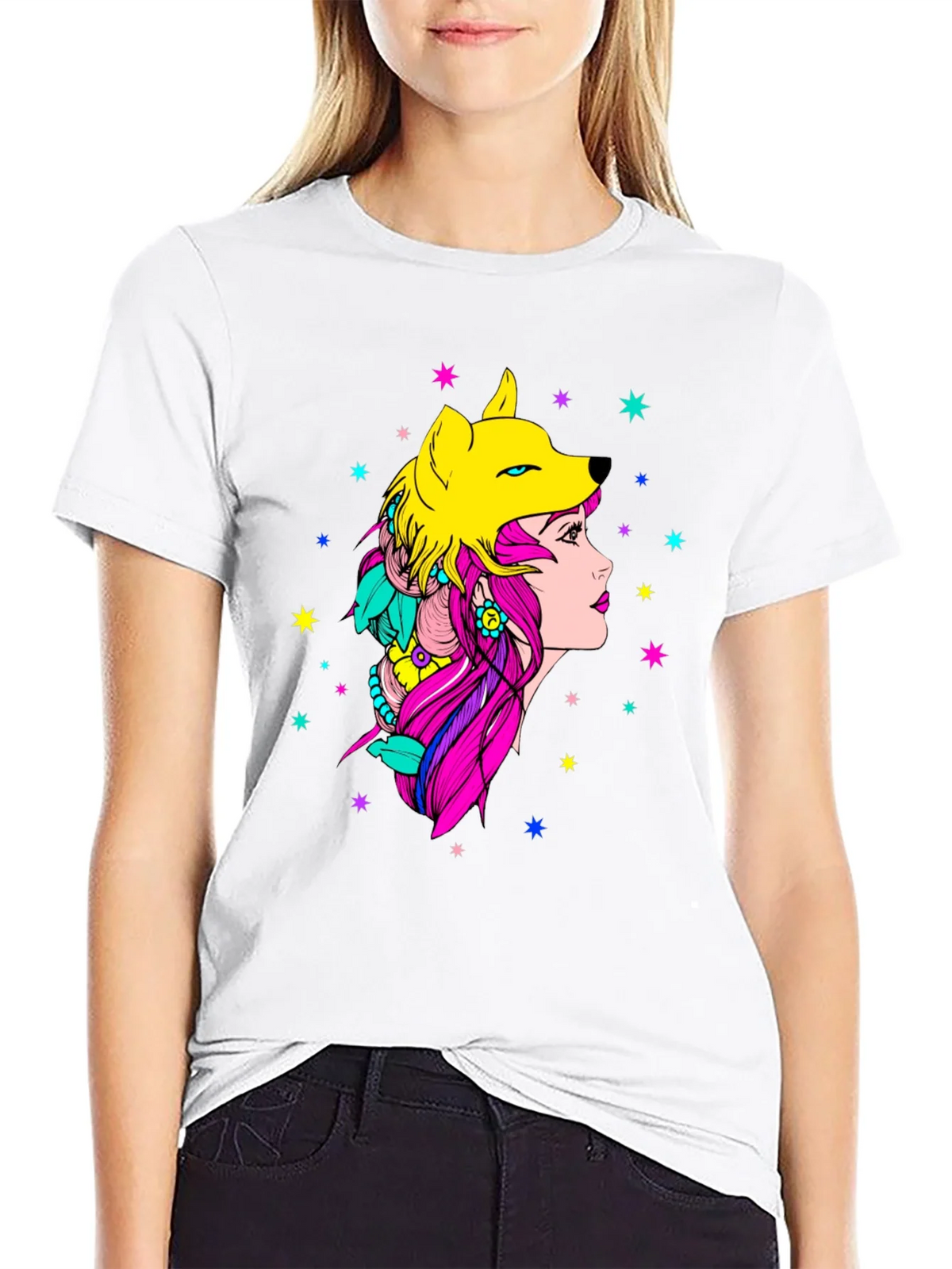 Wolf Girl Graphic Tee - Unique Colorful Design product image 8