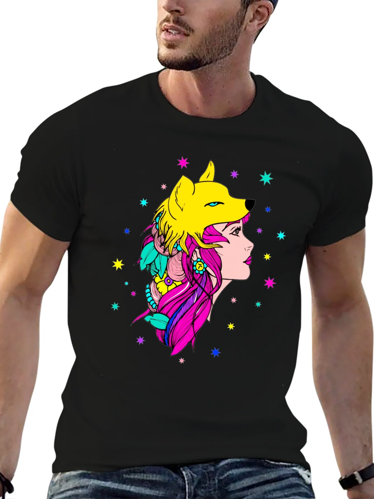 Wolf Girl Graphic Tee - Unique Colorful Design product image 6