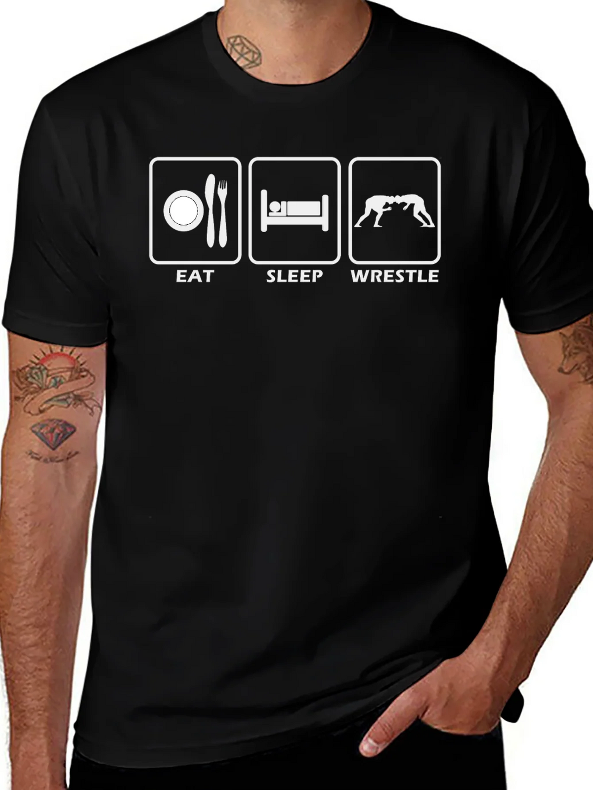 Eat Sleep Wrestle Black T-Shirt product image 1