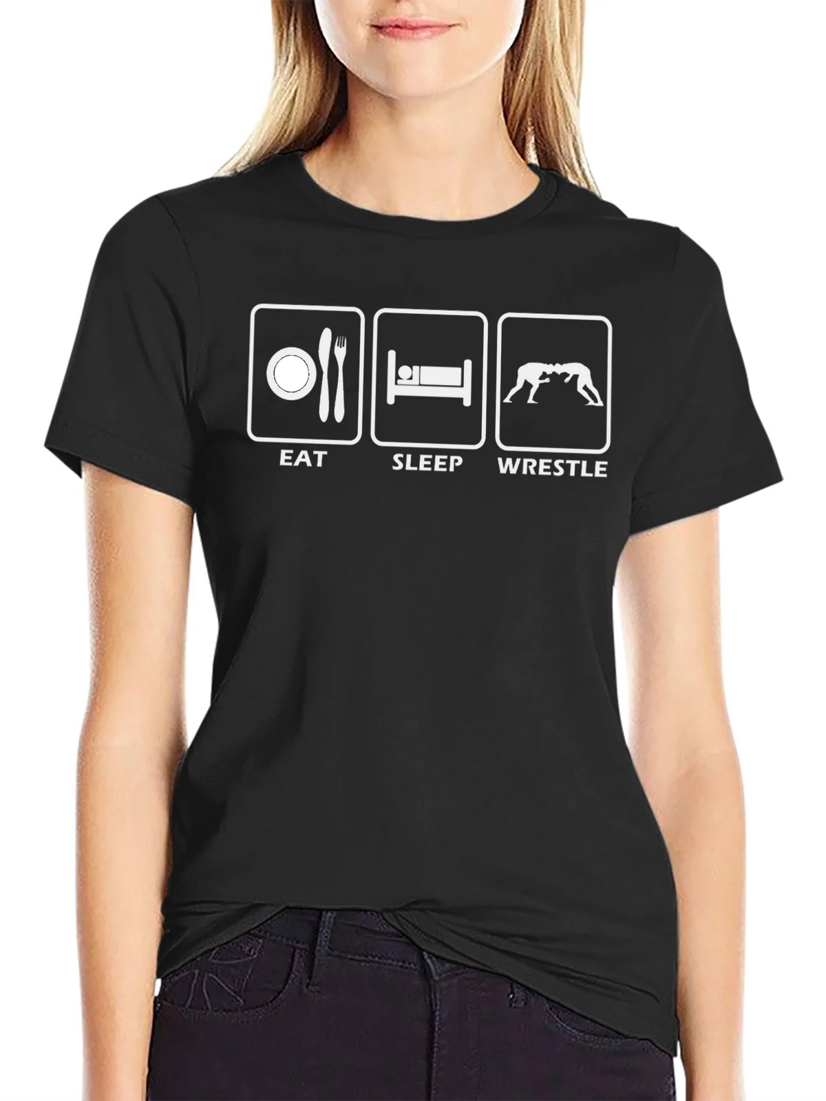 Eat Sleep Wrestle Black T-Shirt product image 2