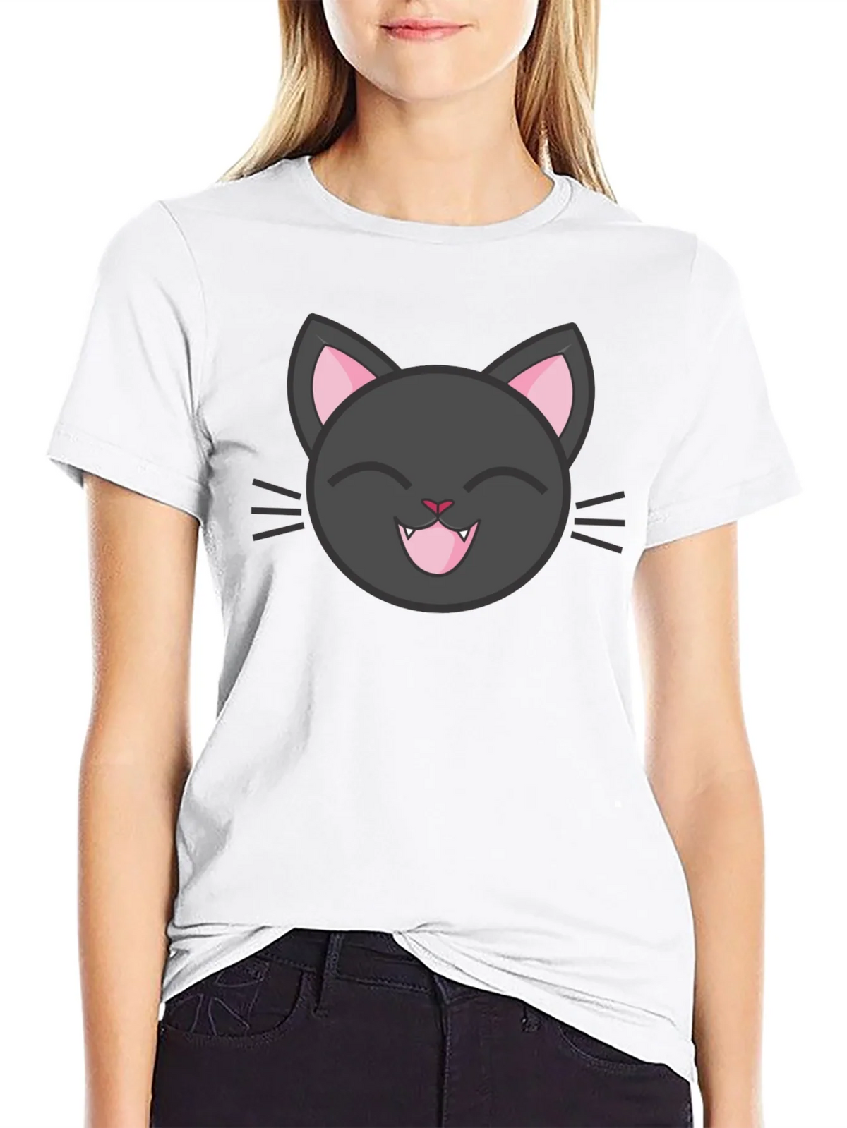 Cute Black Cat Tee - Smiling Feline Graphic T-Shirt product image 8