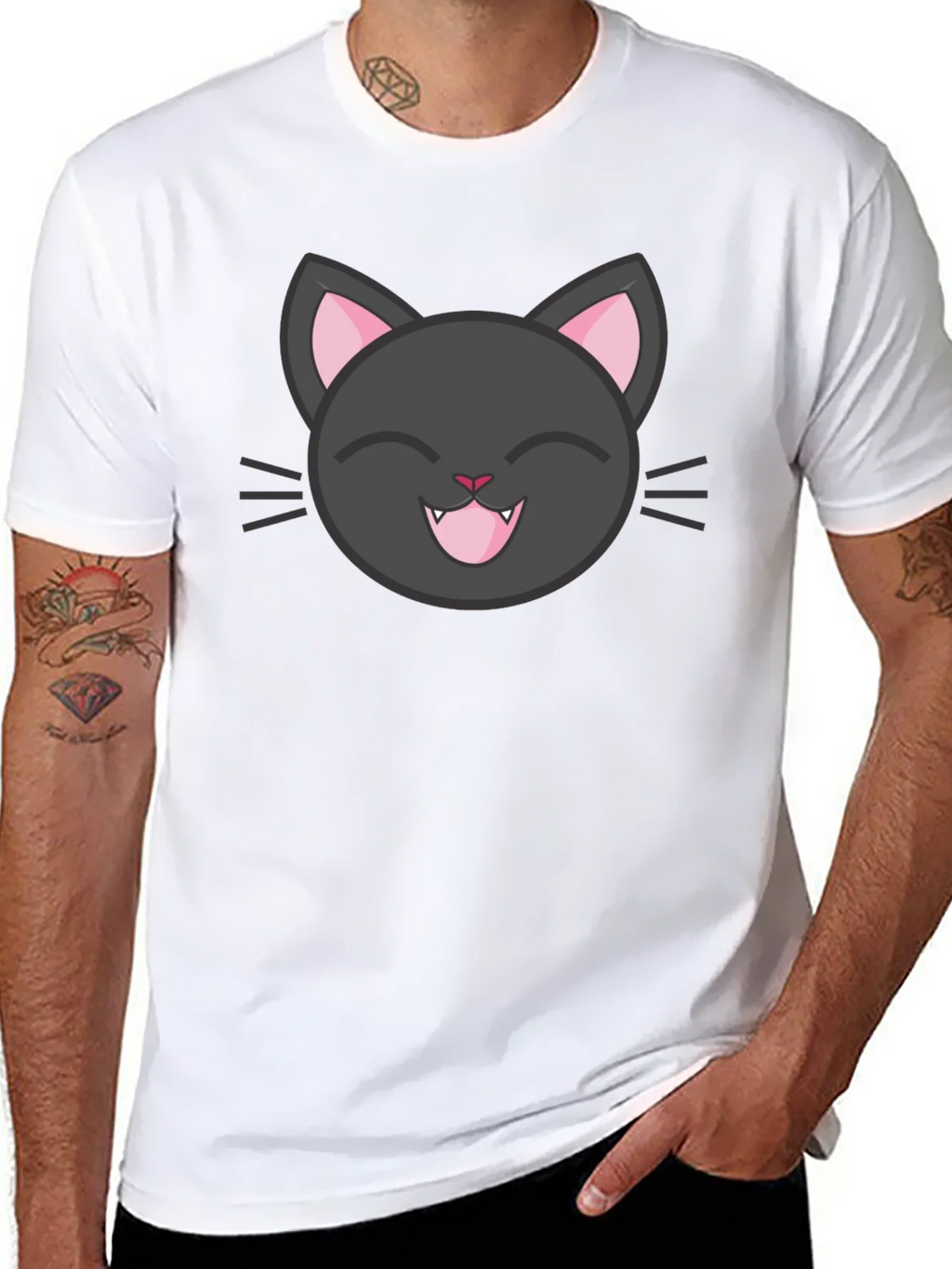 Cute Black Cat Tee - Smiling Feline Graphic T-Shirt product image 7