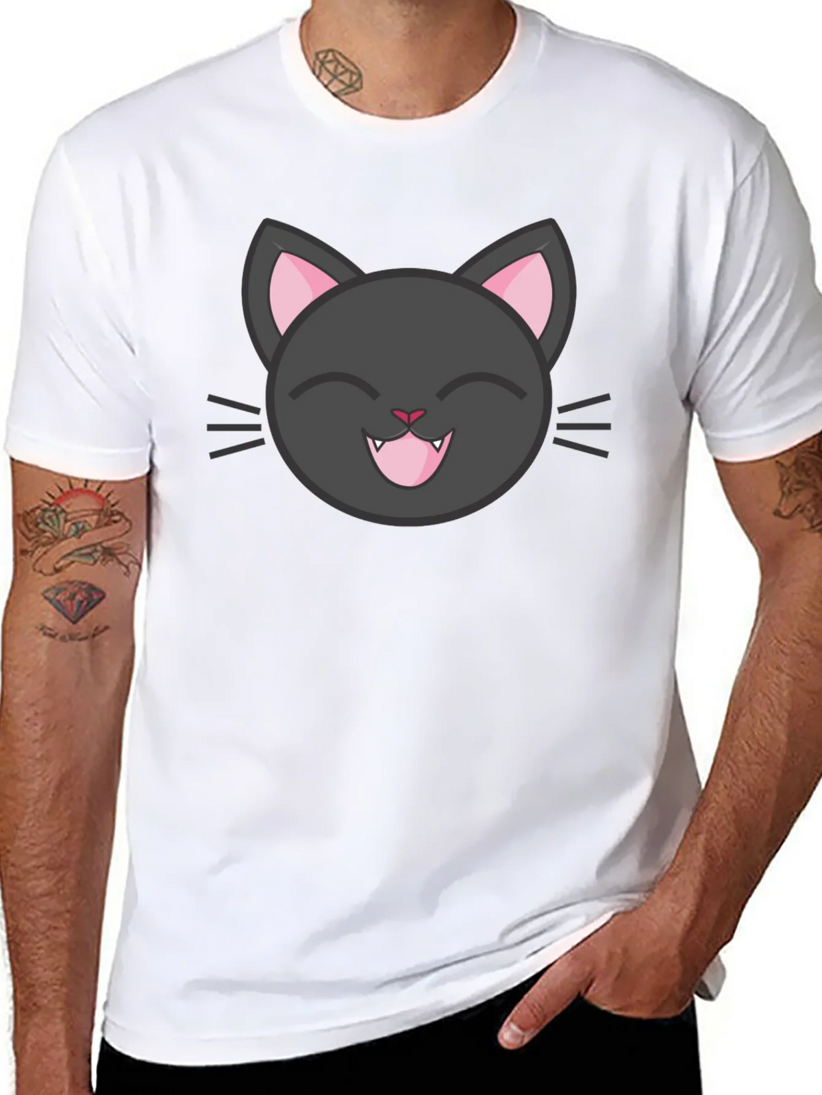 Cute Black Cat Tee - Smiling Feline Graphic T-Shirt product image 7