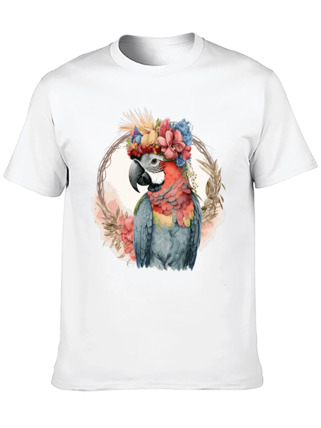 Floral Parrot Graphic Tee - Stylish Mens Black T-Shirt product image 9