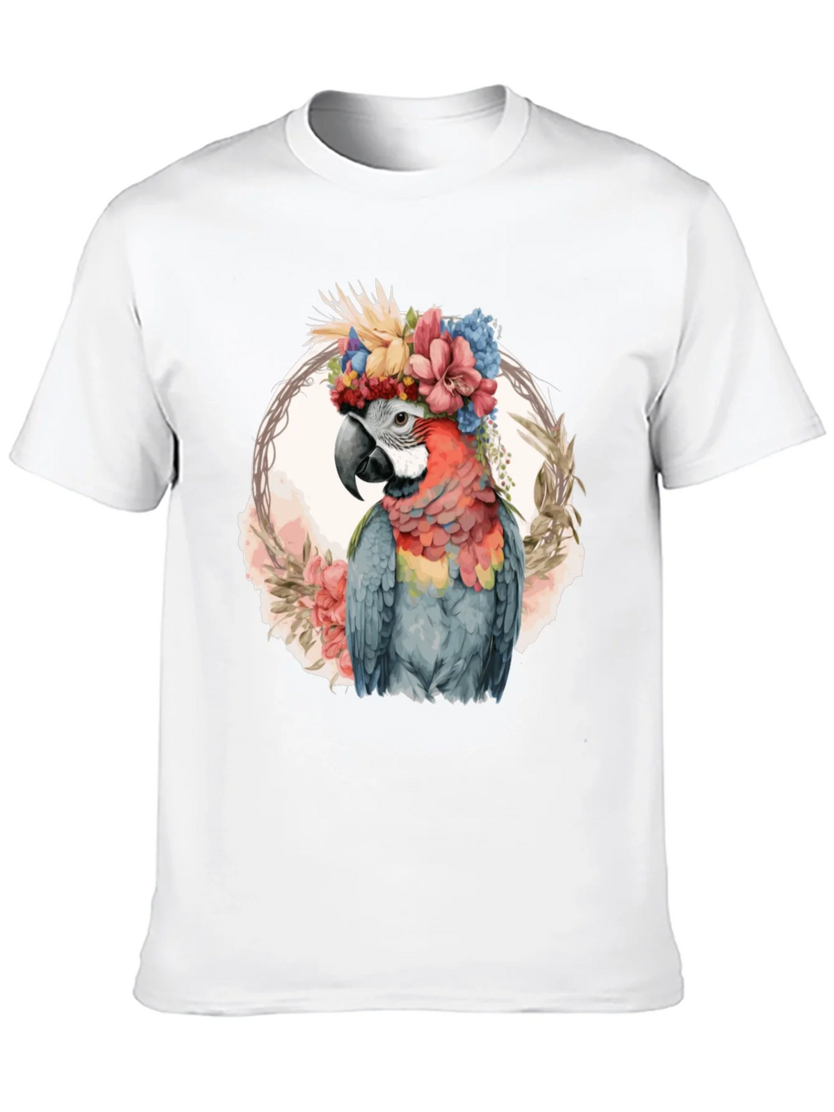 Floral Parrot Graphic Tee - Stylish Mens Black T-Shirt product image 9