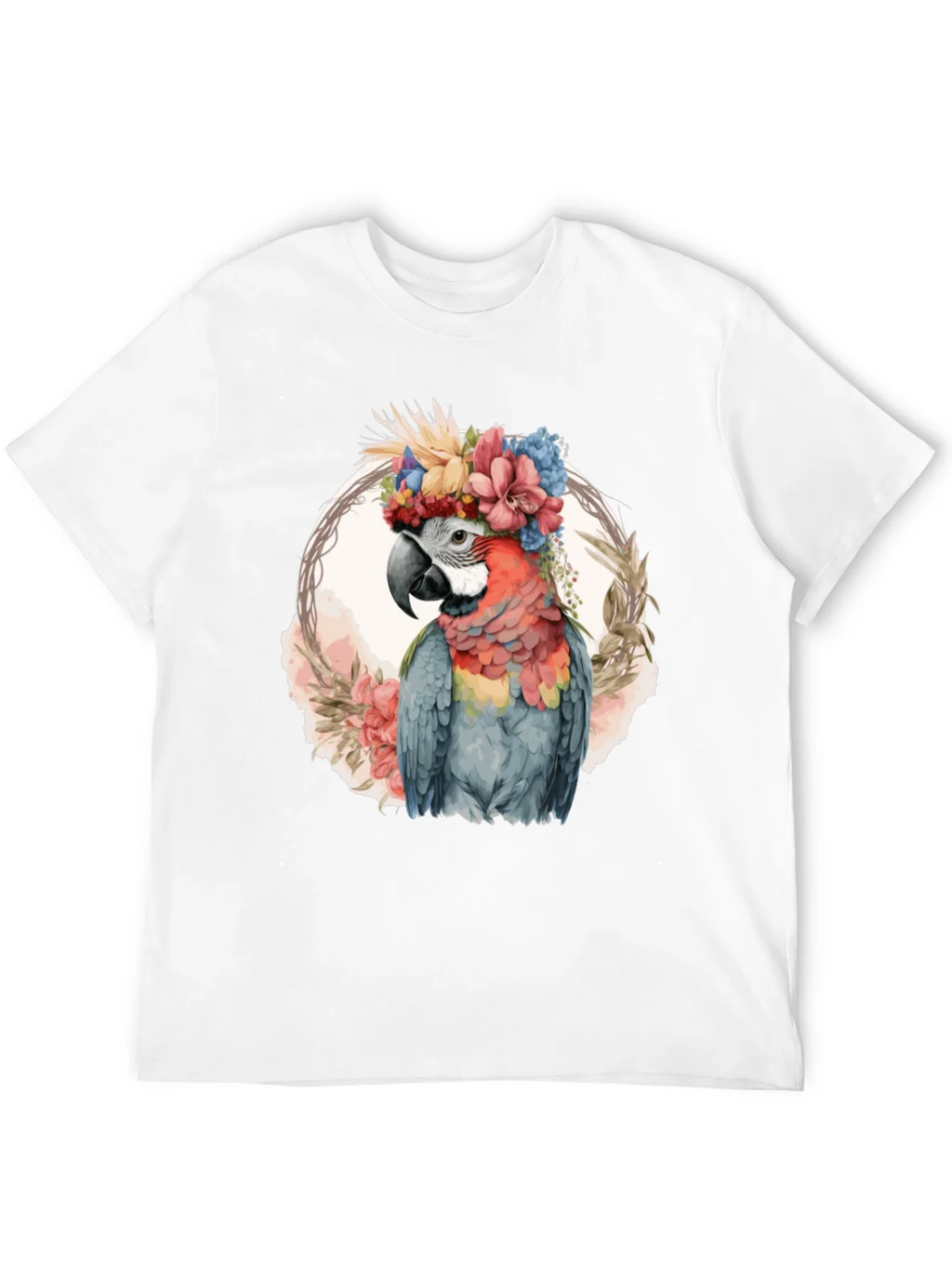 Floral Parrot Graphic Tee - Stylish Mens Black T-Shirt product image 11
