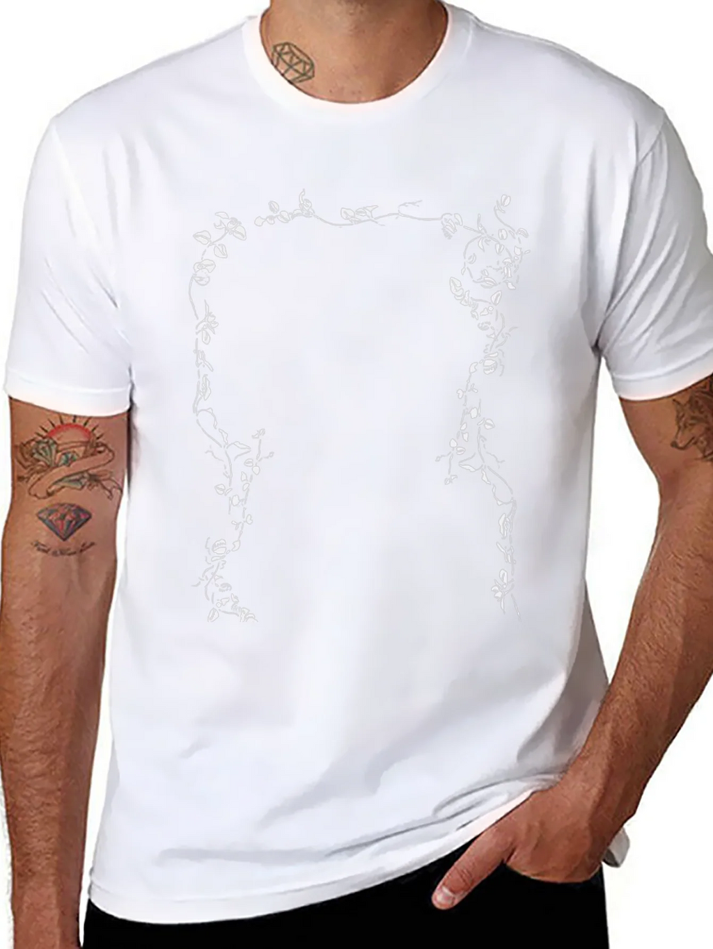 Botanical Vine Graphic Tee - Black Cotton T-Shirt product image 7