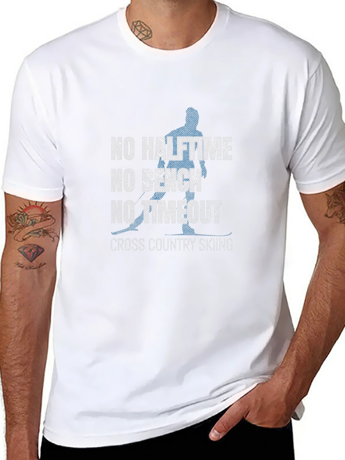 No Halftime Skiing Black Graphic Tee Shirt product image 7