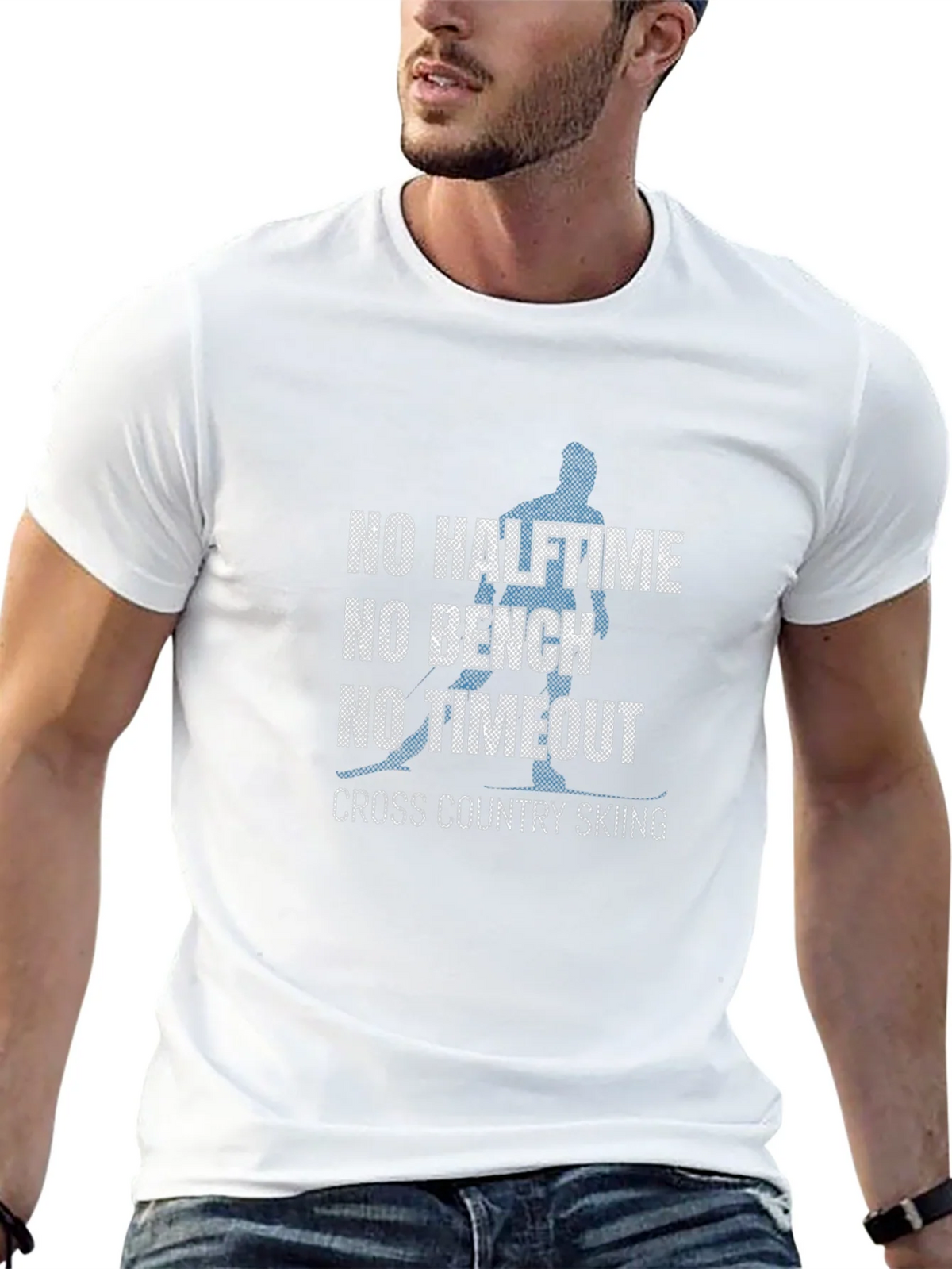 No Halftime Skiing Black Graphic Tee Shirt product image 12