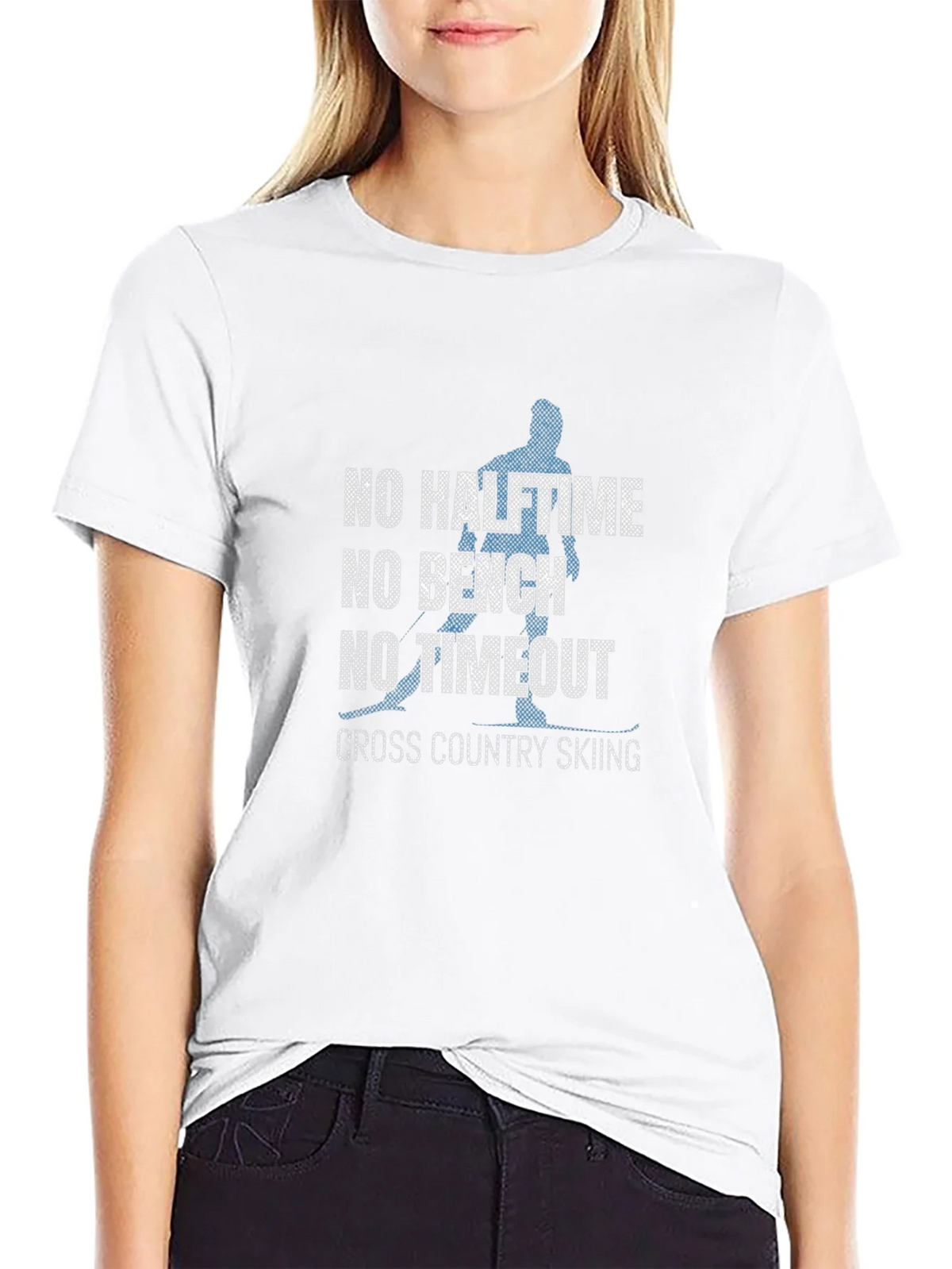 No Halftime Skiing Black Graphic Tee Shirt product image 8