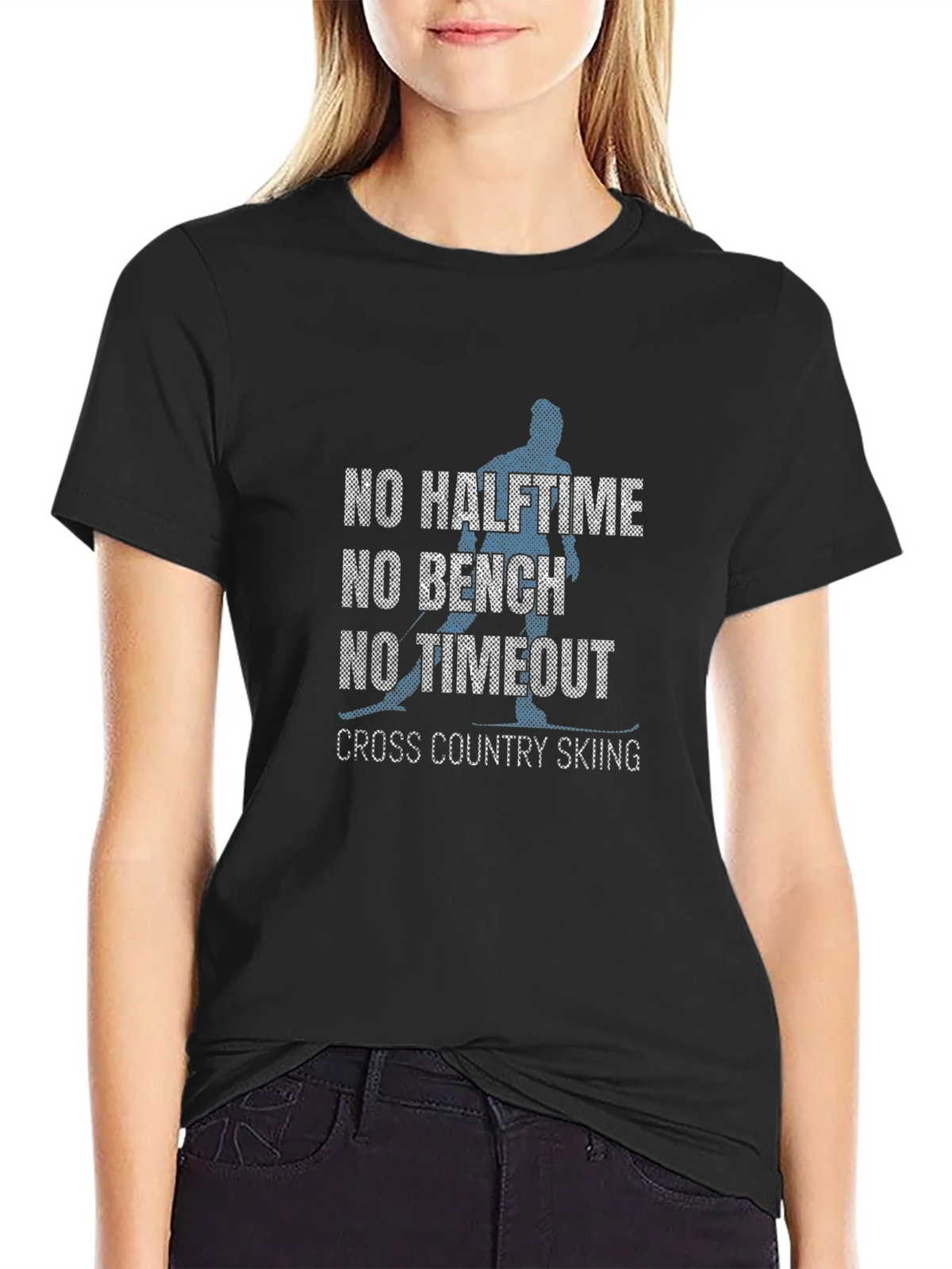 No Halftime Skiing Black Graphic Tee Shirt product image 2