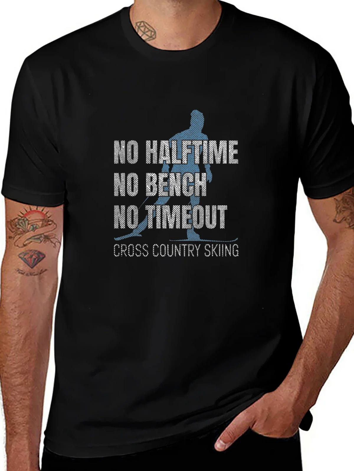 No Halftime Skiing Black Graphic Tee Shirt product image 1