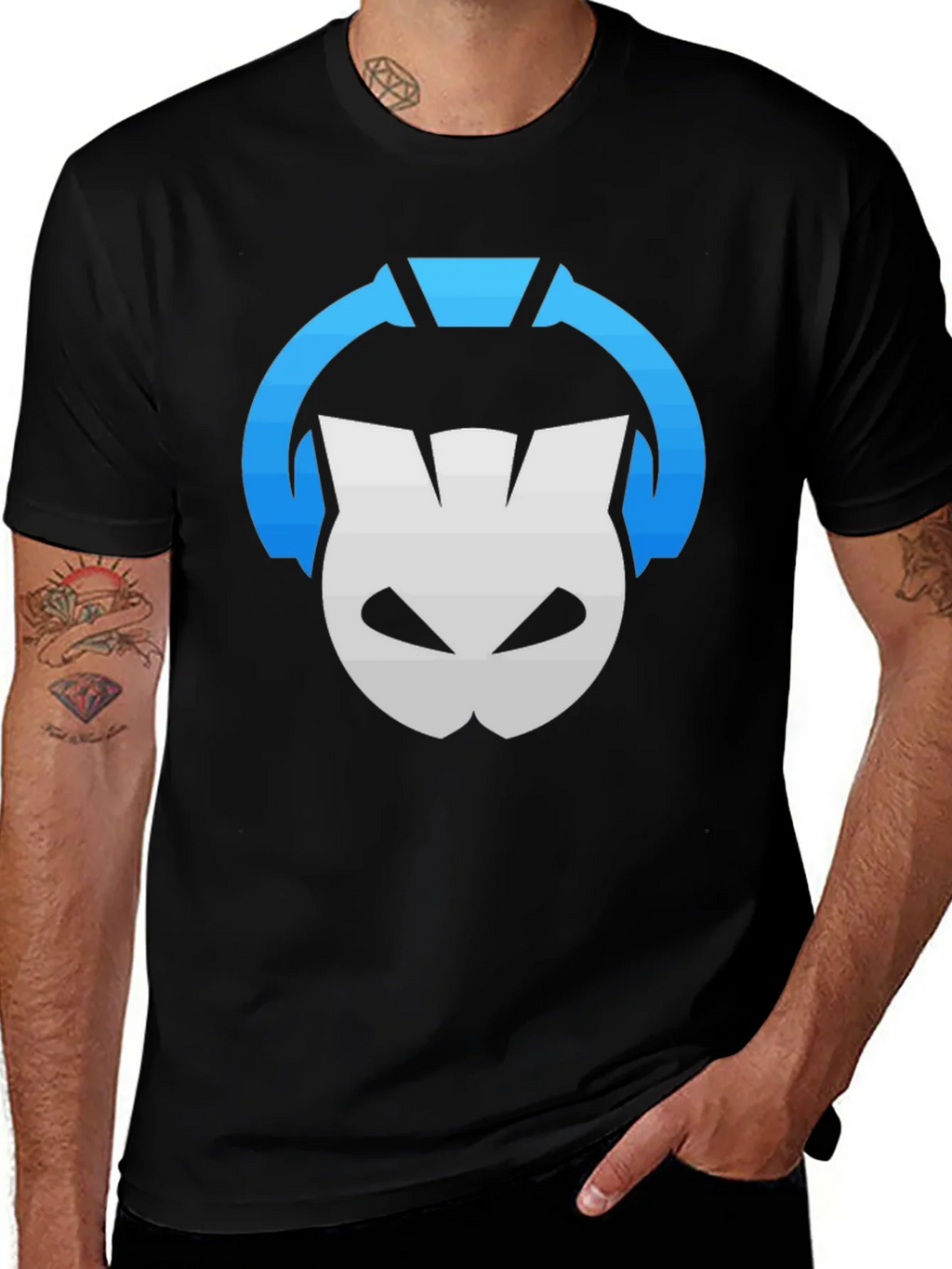DJ Cat Graphic Tee - Black Cotton T-Shirt product image 1