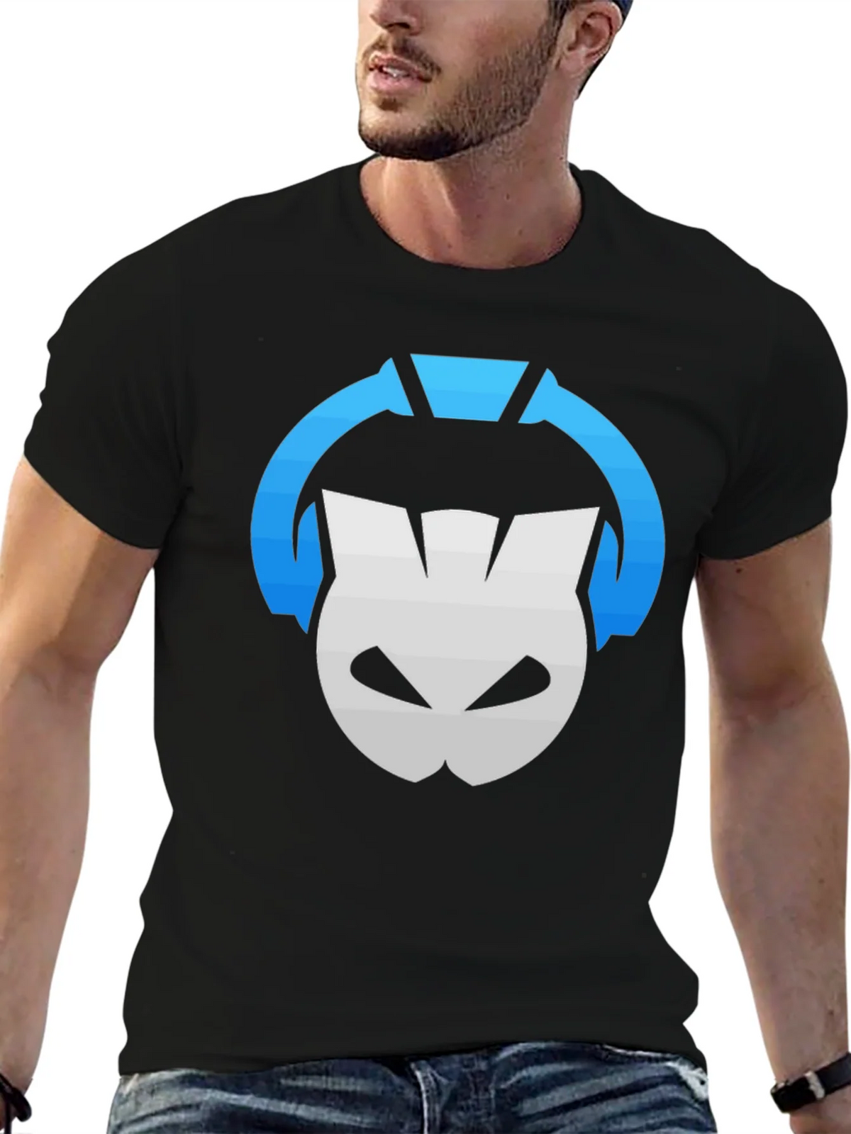 DJ Cat Graphic Tee - Black Cotton T-Shirt product image 6