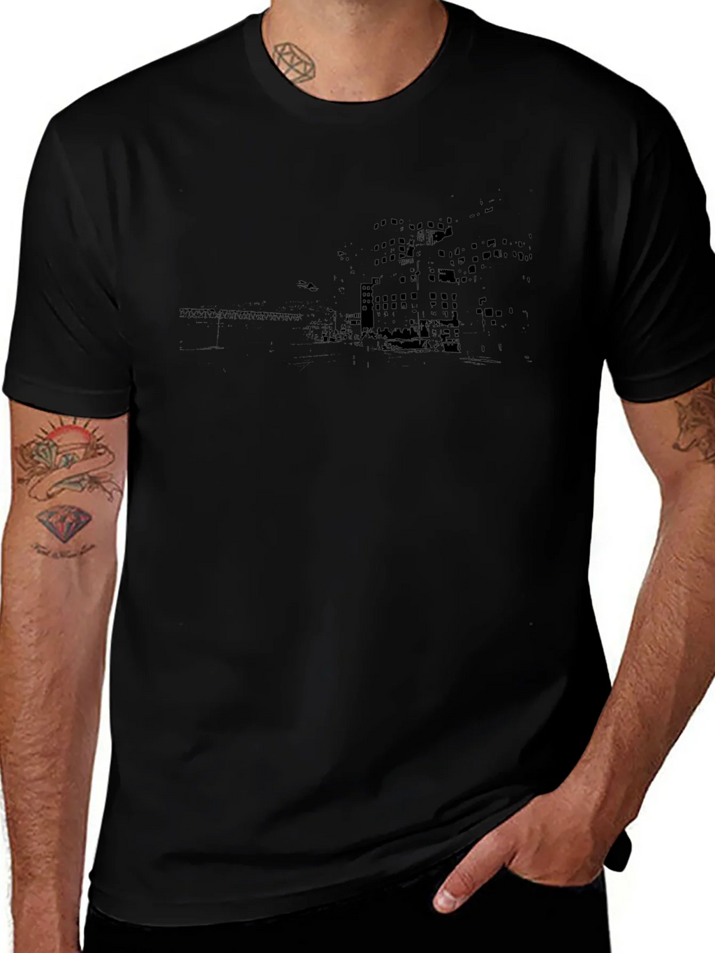 Urban Landscape Graphic Tee - Soft Cotton Crew Neck product image 1